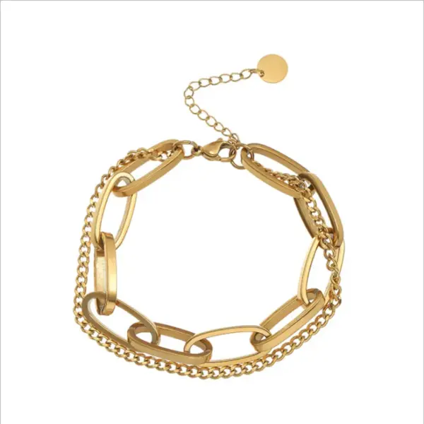 Wholesale PVD Coated 18K Gold Plated Geometric 304 Stainless Steel Waterproof Non Tarnish 304 Stainless Steel Bracelets