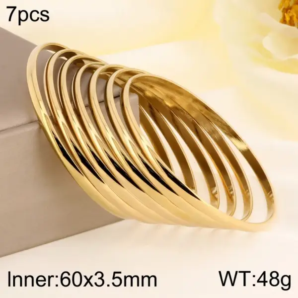 Wholesale Ion Plating (IP) 18K Gold Plated Solid Color 304 Stainless Steel Simple Style Waterproof Non Tarnish 304 Stainless Steel Bangle