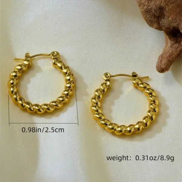 Electroplating 18K Gold Golden Plated Irregular 304 Stainless Steel Simple Style Hoop Earrings