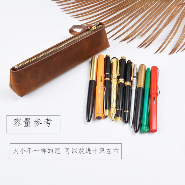 Wholesale Vintage Genuine Crazy Horse Leather Pencil Case