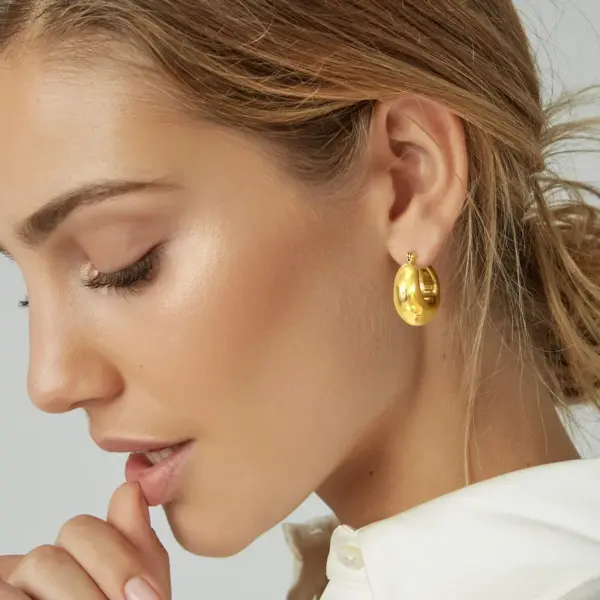 Wholesale PVD Coated Real Gold Plated 18K Gold Solid Color 201 Stainless Steel Simple Style Waterproof Non Tarnish Earrings