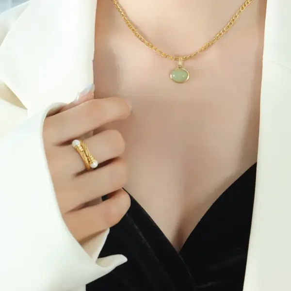 PVD Coated Real Gold Plated 18K Gold Oval 304 Stainless Steel Elegant Waterproof Non Tarnish Earrings Necklace