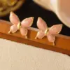 304 Stainless Steel Plastic Butterfly Electroplating Imitation Gold Princess Simple Style Enamel Gold Ear Studs