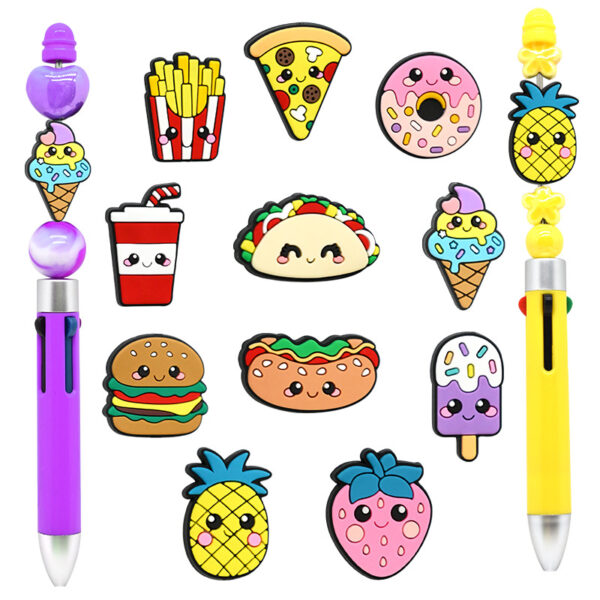 oly-e850bd7f24095fea57fd012dd7d30062 Wholesale Random 100pcs Cartoon Food Beads Pvc Soft Rubber Accessories