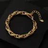 Wholesale Real Gold Plated Leaves 304 Stainless Steel Vacation Rock Classic Style Waterproof Non Tarnish 304 Stainless Steel Bracelets