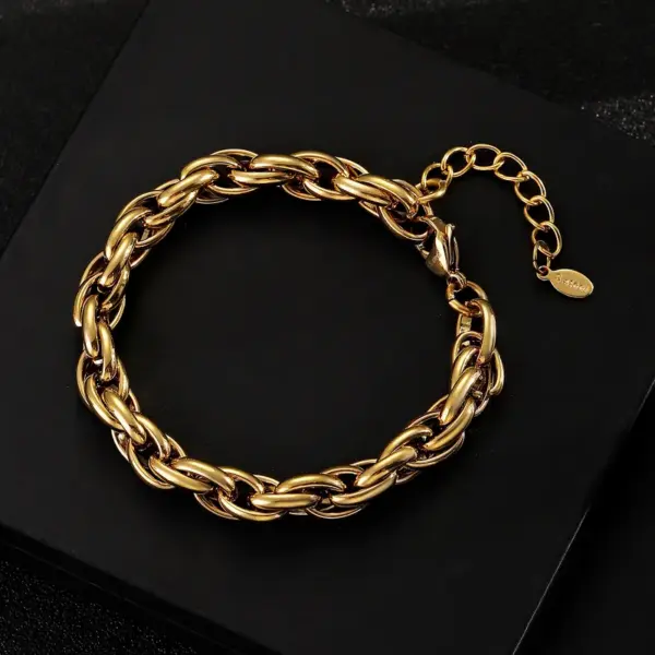 Wholesale Real Gold Plated Leaves 304 Stainless Steel Vacation Rock Classic Style Waterproof Non Tarnish 304 Stainless Steel Bracelets