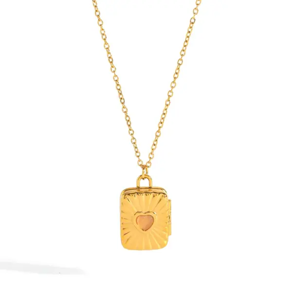 Ion Plating (IP) 18K Gold Plated Geometric Heart Shape 304 Stainless Steel Casual Elegant Simple Style Locket Necklace
