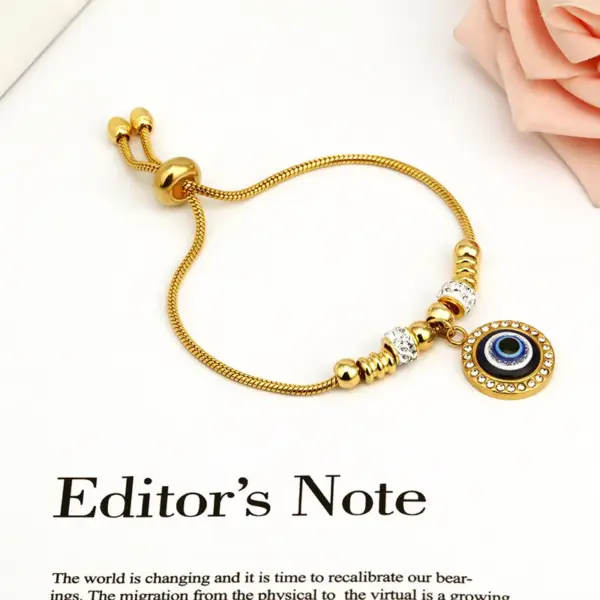 Wholesale Fashion Eye Titanium Steel Inlay Zircon Bracelets 1 Piece