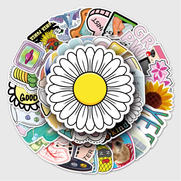 Wholesale 50 graffiti cartoon VSCO style fresh luggage tablet computer piano waterproof stickers car decorative stickers