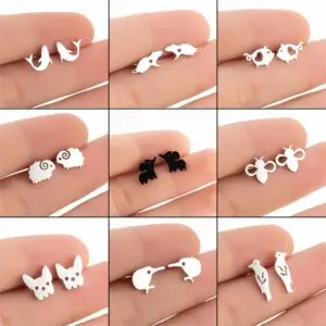 Wholesale PVD Coated 18K Gold Real Gold Plated Animal 304 Stainless Steel Simple Style Waterproof Non Tarnish Ear Studs