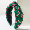 Wholesale Christmas headband, windmill cane print, rhinestone-studded Christmas hair aessory for women