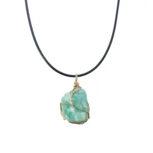 Amazon Stone [with Leather Rope]] / Pendant Size Is about 13--22mm