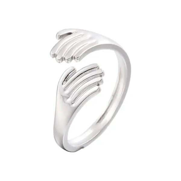 Wholesale Fashion Hug Palm Stainless Steel Open Ring 1 Piece