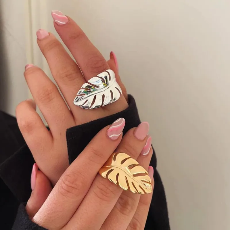 Wholesale 304 Stainless Steel Leaves PVD Coated 18K Real Gold Plated Real Gold Plated Simple Style Classic Style Waterproof Non Tarnish Plating Gold R