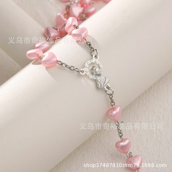 Wholesale Love pink rosary necklace cross jewelry