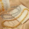 Wholesale 304 Stainless Steel Solid Color PVD Coated 18K Real Gold Plated Elegant Retro Waterproof Non Tarnish Plating Chain Gold Silver Bracelets Necklace