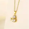 Wholesale Stainless Steel Titanium Steel 18K Gold Plated Fashion Plating Inlay Heart Shape Flower Bow Knot Zircon Pendant Necklace