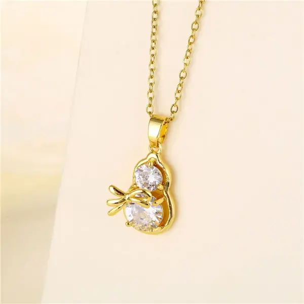 Wholesale Stainless Steel Titanium Steel 18K Gold Plated Fashion Plating Inlay Heart Shape Flower Bow Knot Zircon Pendant Necklace