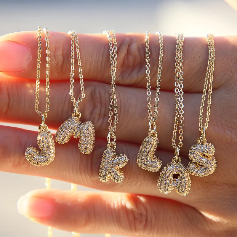 Wholesale Brass Cable Chain Plating English Letters Letter Pendant Necklace