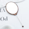 Wholesale New DIY Beaded Oval Wood Grain Mirror Handheld Makeup Mirror Single-Sided Makeup Mirror Plastic Portable Small Mirror