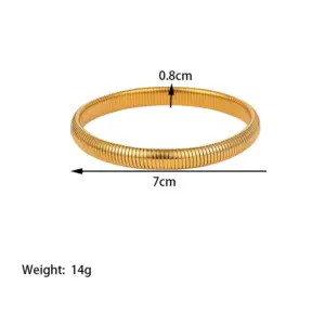 【XKB0044】8mm Striped Bracelet / Gold
