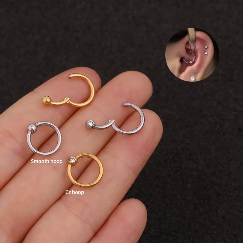 Wholesale 316L Stainless Steel Zircon Ear Cartilage Rings & Studs Geometric Waterproof Non Tarnish Surgical Steel