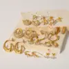 Wholesale PVD Coated 18K Gold Real Gold Plated U Shape Crown Butterfly Stainless Steel Classic Style Waterproof Non Tarnish Earrings
