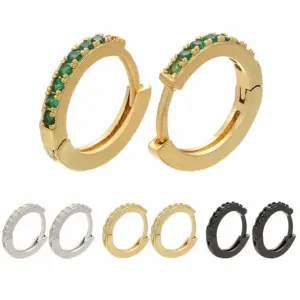 Wholesale Fashion Copper Micro-inlaid Color Diamond Asymmetric Ear Buckle Nihaojewelry