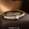 Wholesale Elegant Classic Style Heart Shape 304 Stainless Steel Zircon Bangle In Bulk
