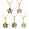 Wholesale 304 Stainless Steel Simple Style Classic Style Inlay Flower Zircon Pendant Necklace