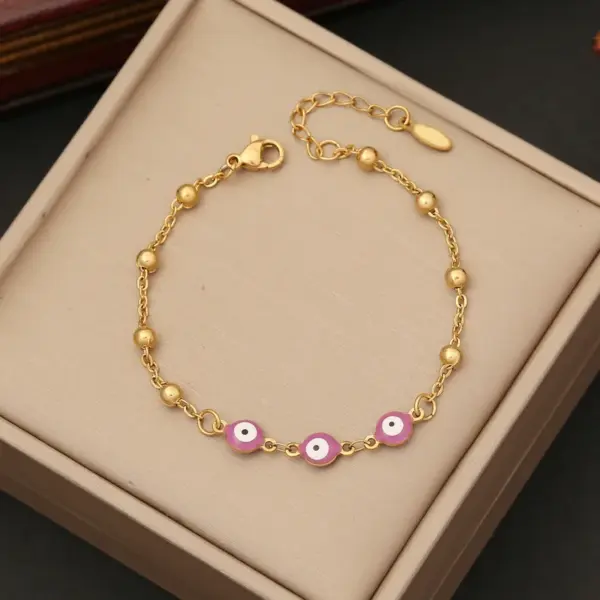 Wholesale 1 Piece Fashion Devil's Eye Heart Shape Stainless Steel Plating Bracelets