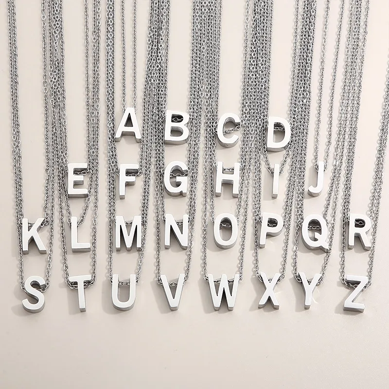 Wholesale 304 Stainless Steel Letter PVD Coated 18K Real Gold Plated Fashion Waterproof Non Tarnish Plating Pendant Necklace