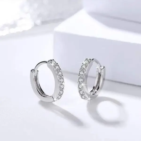 1 Pair Simple Style Shiny Round Plating Inlay Brass Zircon 18K Gold Plated White Gold Plated Hoop Earrings