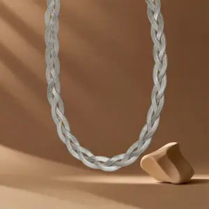 X0391-Three-strand Blade Chain-Necklace-Steel Color
