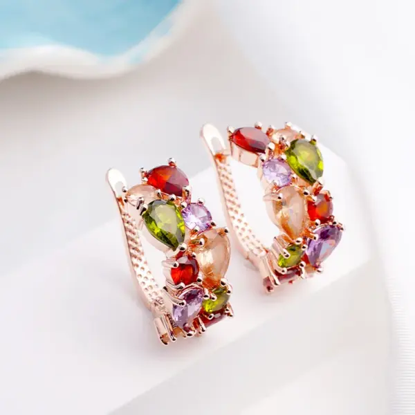 Wholesale 1 Pair Luxurious Color Block Plating Inlay Copper Zircon 14K Gold Plated 18K Gold Plated K Gold Plated Ear Cuffs