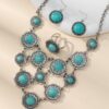 Wholesale Bohemian vintage multi-layered round white and blue pine necklace