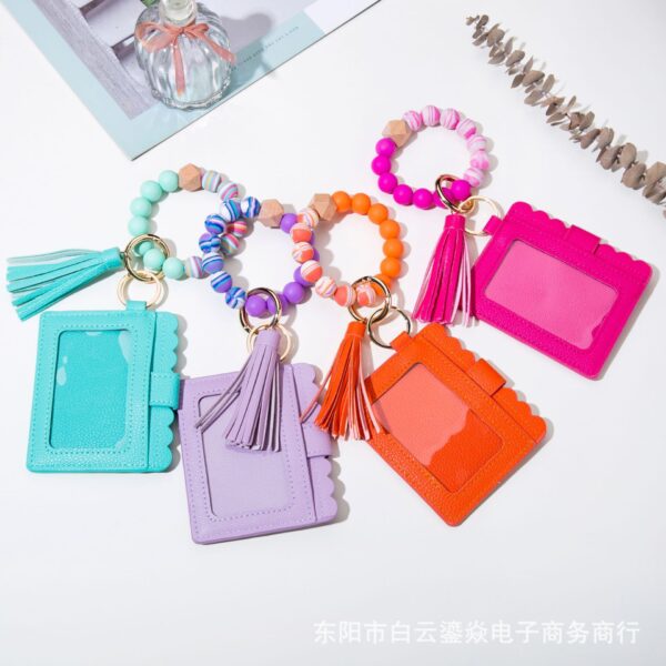 Wholesale Bracelet Leather Clip WalletCard Holder Keychain
