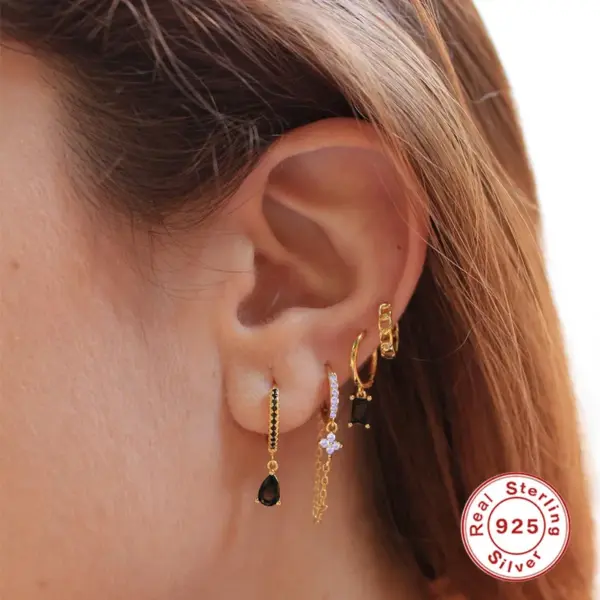 Wholesale 1 Piece Silver Zircon Flower Drop Earrings