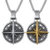 Wholesale New Retro Compass Compass Stainless Steel Chain Necklace Personalized Hip-Hop Punk Style Long Sweater Necklace