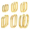 Wholesale Hot Sale Rectangular Line Cylinder Stainless Steel Earrings Titanium Steel Ear Clips Elegant K Gold Plated Unisex Earrings