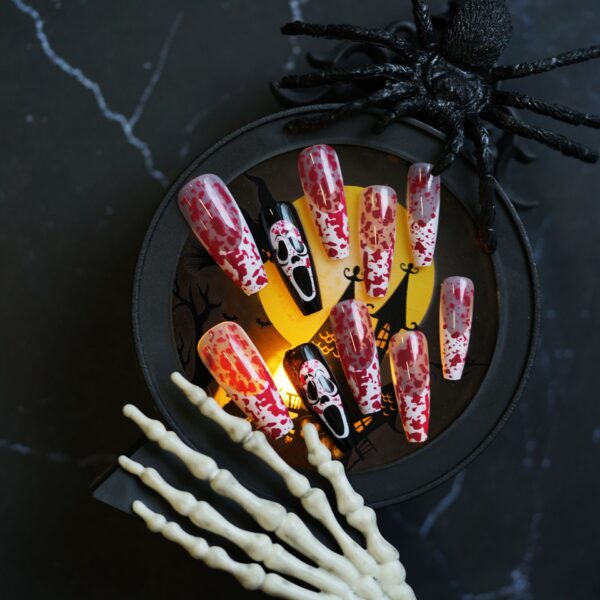 Wholesale Halloween bloody long T fake nail tips wear nail tips