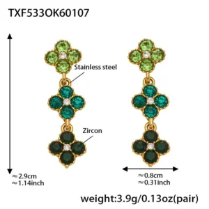 TXF533-Green Zircon Earrings