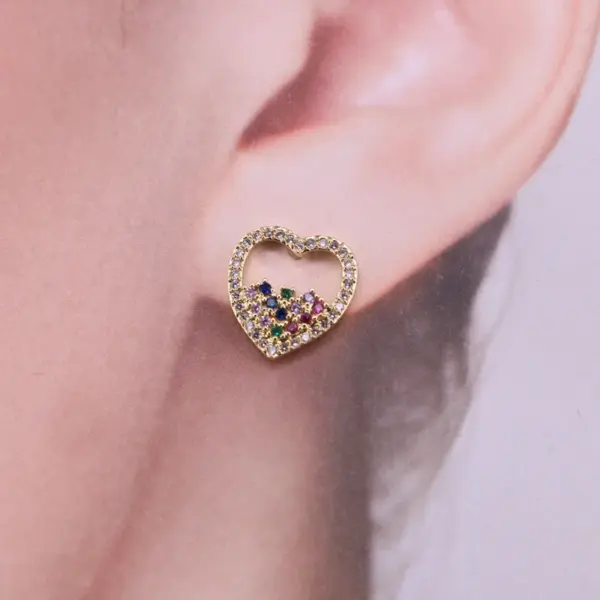 Wholesale Korean Copper Micro-set Zircon Peach Heart Pineapple Geometric Sweet Earrings