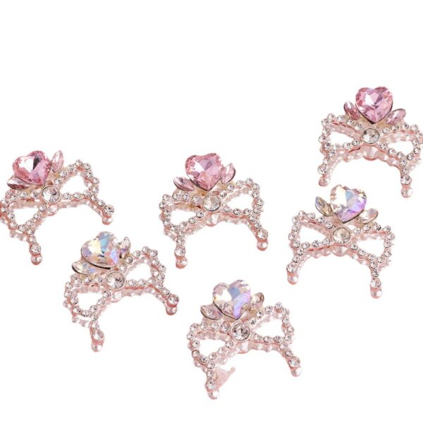 Wholesale Alloy love crystal bow crown diamond ball four-way hole beads DIY mobile phone chain key chain bag chain accessories