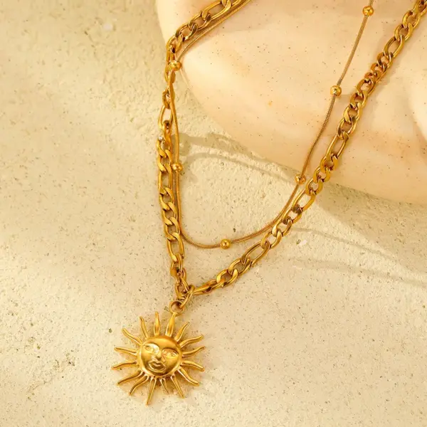Wholesale Jewelry Simple Style Classic Style Sun 304 Stainless Steel Pendant Necklace
