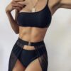 Wholesale 2021 Swimsuit New Sexy Backless Bikini Three-Piece Set European and American Lace-Up Bikini Ready-Made Split