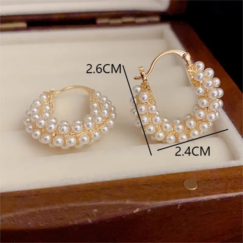 Wholesale 1 Pair Elegant Classic Style Streetwear U Shape Inlay Alloy Artificial Pearls Earrings