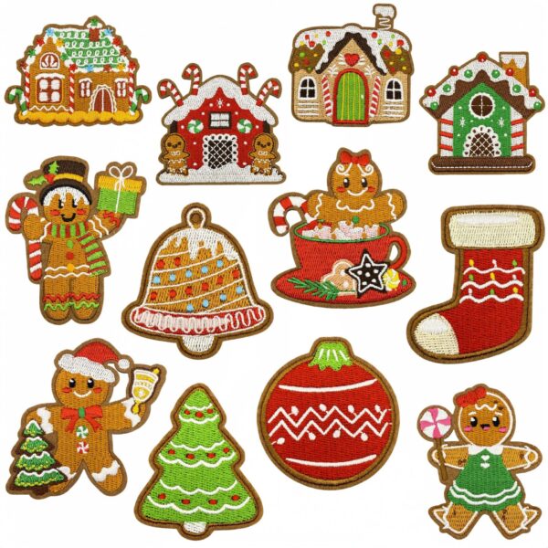 Wholesale Cross-border cartoon Christmas embroidery patches, holiday gift patches, embroidered patches, clothing accessories, ironing hot melt glue
