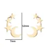 Wholesale PVD Coated 18K Gold Real Gold Plated Star Moon 304 Stainless Steel Simple Style Waterproof Non Tarnish Ear Studs