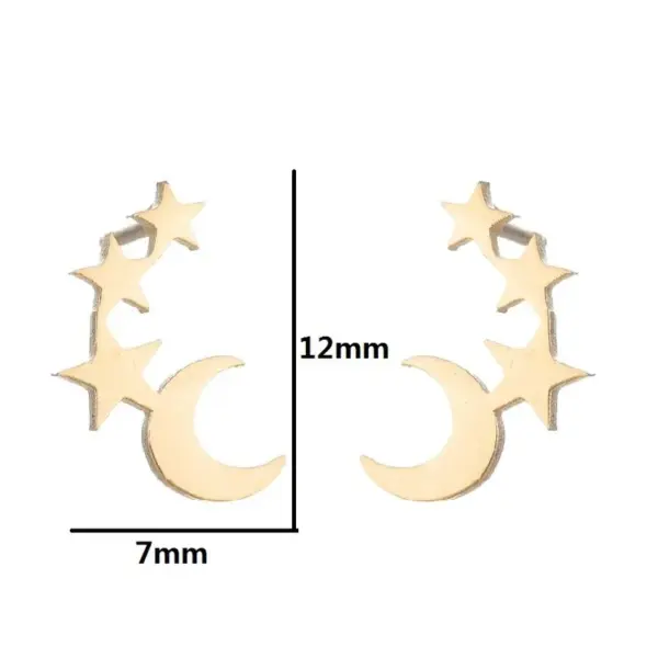 Wholesale PVD Coated 18K Gold Real Gold Plated Star Moon 304 Stainless Steel Simple Style Waterproof Non Tarnish Ear Studs